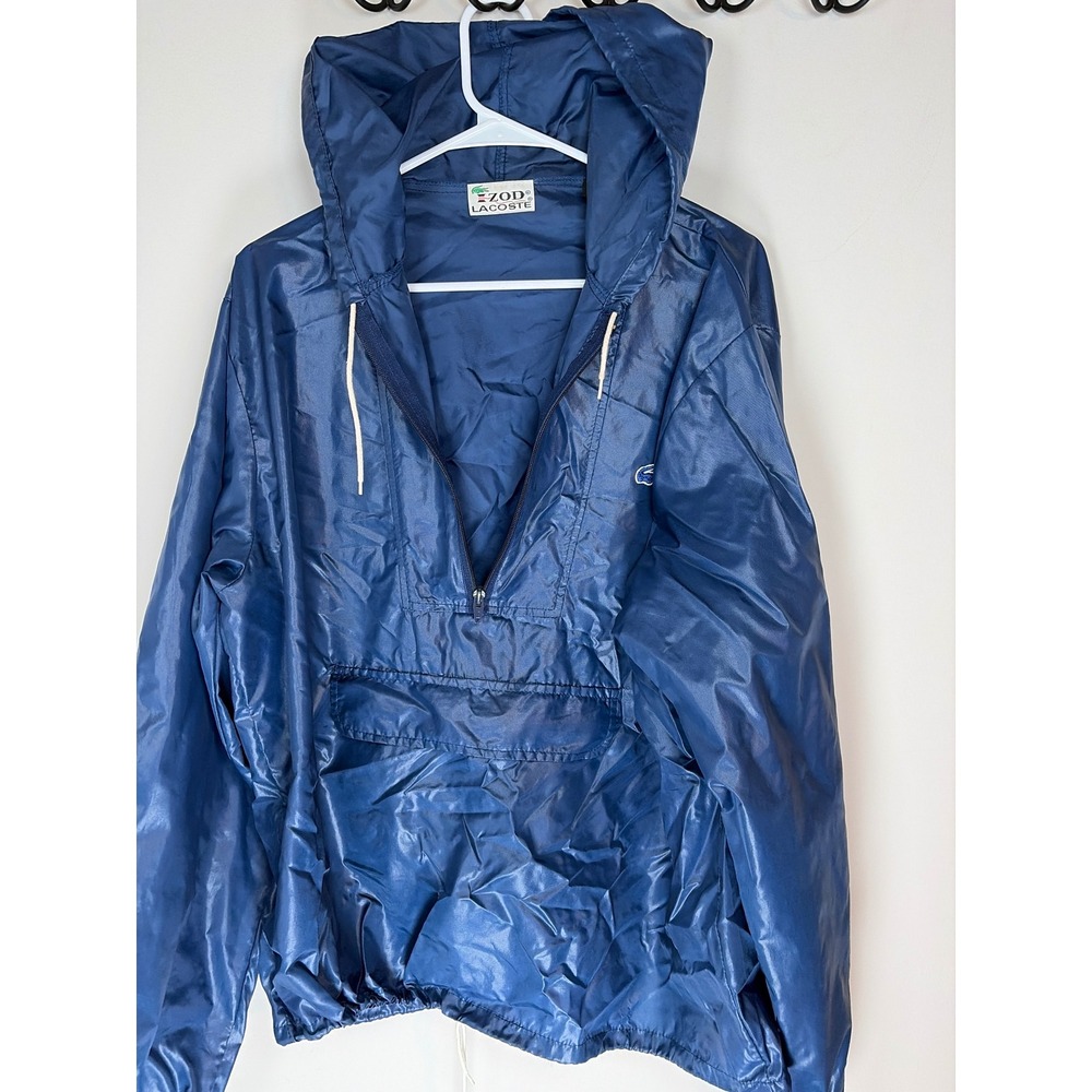 Vintage Izod Lacoste Mens Navy Blue Half Zip Anorak Windbreaker Jacket Large
